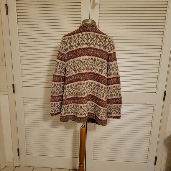 J. Jill Abstract Stripe Alpaca Wool Blend Open Cardigan Multicolor Womens Size M - Picture 3 of 10